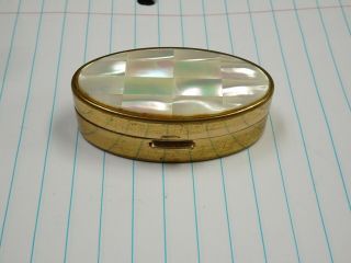 Vintage 1950s Max Factor Lipstick Holder Mop Mother Of Pearl Compact