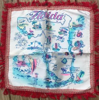Vintage Florida Map Fl Satin Souvenir Pillow Cover Case