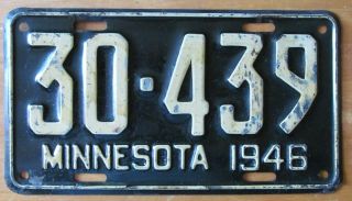 Minnesota 1946 Single Plate Year License Plate 30 - 439