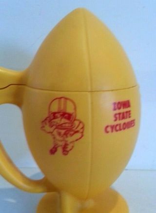Old 1980s ISU Iowa State Cylones Plastic Football Stein Beer Flip - Lid Mug Cup 3