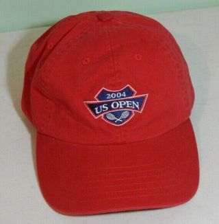 2004 Tennis Us Open Hat Red Strapback Dad Cap Adjustable With Clasp 100 Cotton