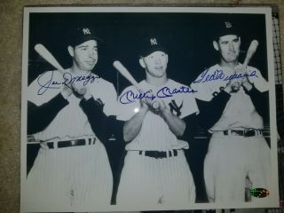Autographed Joe Dimaggio,  Mickey Mantle,  Ted Williams Photo,  No