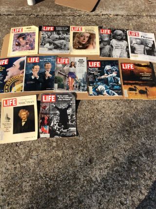 (12) Vintage Life Magazines 1968 - 69 Picasso Nixon,  Twain