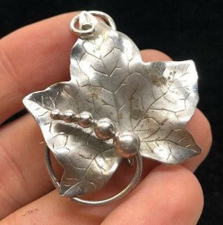 Vtg Sterling Silver Brooch Pin Pendant Maple Leaf Signed Carl Art Mid Century