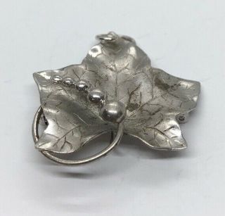 Vtg Sterling Silver Brooch Pin Pendant Maple Leaf Signed Carl Art Mid Century 2
