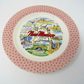 Vintage Ceramic Mexico State Plate Dish Souvenir Atomic Bomb Test Pink