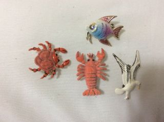 Vintage Small Korea Scatter Metal Pin Sea Figurines Lapel Brooch