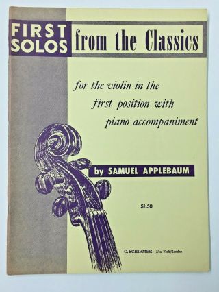 Vtg 1954 Sheet Music Book First Solos From The Classics For Violin With Piano