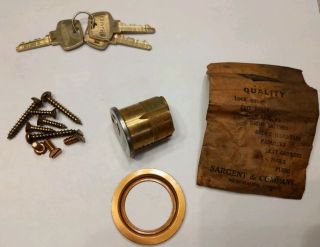 Vintage Sargent Mortise Cylinder Door Lock W/ 3 Keys