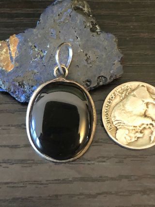 Vintage Native American Water Drop Agate Sterling Silver Chocolate Pendant 4g