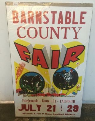 Vintage Carnival Poster,  Barnstable County Fair Falmouth Massachusetts