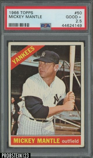 1966 Topps 50 Mickey Mantle York Yankees Hof Psa 2.  5 Good,