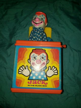 Vintage Jack In The Music Box Clown Music Box By Mattel 1976 6x6x6 Inches