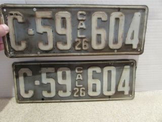 1926 California Front & Back License Plates C - 59 604