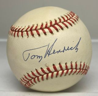 Tommy Henrich Single Signed Baseball Autographed Auto Jsa Ny Yankees