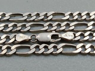 Vintage Italy 925 Sterling Silver 5mm Figaro Link Chain Necklace 20 Inches 16g