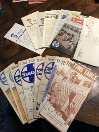 Vintage 50’s 60’s 70’s Santa Fe Railroad Railway Train Timetables Brochures