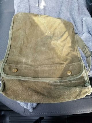 Vintage Us Military Canvas Case Map And Photograph Shoulder Bag W/strap