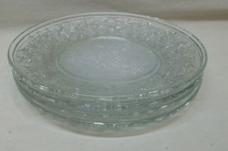 4 Vintage Princess House Glass " Fantasia " Lunch Salad 8 " Plates Frosted Bottoms