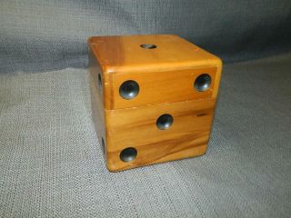 Vtg 40s 50s Dice Shaped Wood Box Poker Chip Rack Storage