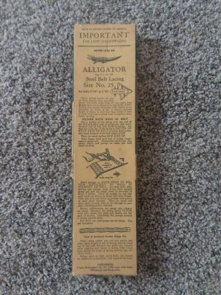 Vintage Box Only Alligator Size No.  25 Steel Belt Lacing -