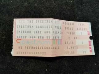 Vintage Elp Emerson Lake Palmer Concert Ticket Stub February 5 1978 Spectrum