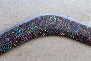 Painted Boomerang,  By Aboriginal Artist Australian Made