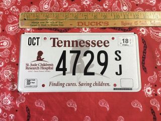 2018 Tennessee St.  Jude Children’s Hospital License Plate 4729sj