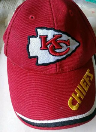 Vintage Kansas City Chiefs Red Adjustable Cap / Hat - - Made In The Usa