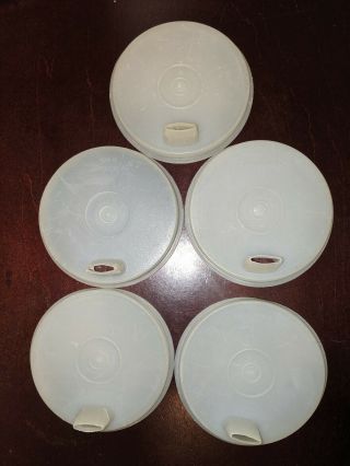 Tupperware 5 Flat Sipper Seals Sippy Bell Tumbler Cup Vintage Lids 1552