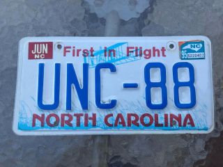North Carolina Vanity License Plate University Of Chapel Hill Unc Tarheels 1988