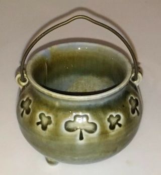 Wade Irish Porcelain Small Cauldron Bean Pot Ornament Made In Ireland Shamrock