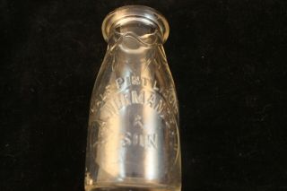 Vintage J A Normandeau & Son 1/2 Pint 5 3/8 " Glass Milk Dairy Bottle