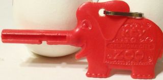 Vintage Oklahoma City Zoo Key - Red Plastic Turnkey Elephant