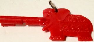 Vintage Oklahoma City Zoo Key - Red Plastic Turnkey Elephant 2