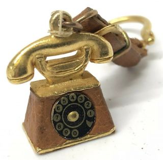 Antique Telephone Mid Century Italian Novelty Key Ring / Keychain Vintage 2
