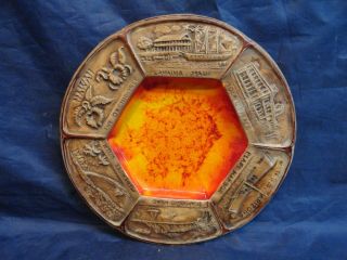 Vtg Treasure Craft Hawaii,  Kamului.  Maui Souvenir Trinket Bowl Dish Ashtray Orange