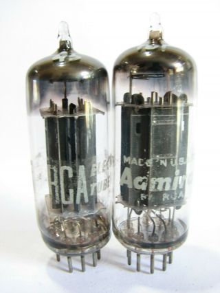 2 Matched 1956 Rca 6cg7 Tubes - Black Plates,  Black Shield,  Top []: Getter