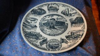 Souvenir Plate Ohio State Capitol Columbus Great Seal Small Scenes 10 1/8 " Wid