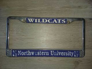 Vintage Northwestern University Wildcats Metal Chrome License Plate Frame Cover