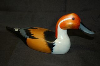 Vintage Hand Crafted Wooden Duck Decoy - Red Head Hen 16 1/4 Long,  6 " Tall