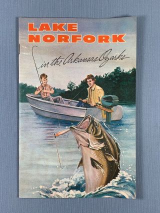 Vtg 1950s Lake Norfork Arkansas Ozarks Travel Brochure Fishing