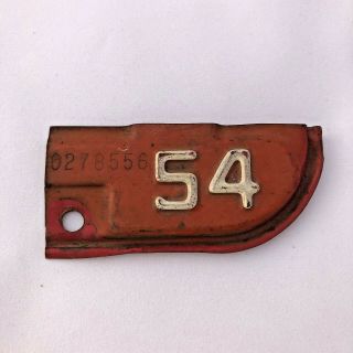 1954 California License Plate Tag Tab Yom Year Of Manufacture