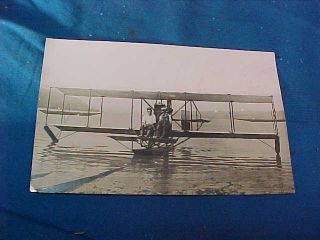 Early 20thc Aviator Glenn Curtiss Real Photo Postcard W Plane On Keuka Lake Ny