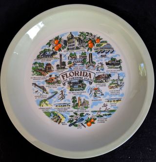 Vintage Florida Souvenir Plate - Weekiwachee,  Tiki Gardens,  Other Attractions