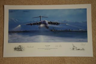 Raf C17 Globemaster - 99sqn - Landing At Kabul.  Ltd Edition Signed Print