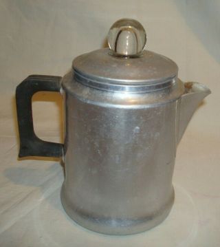 Vintage Comet Aluminum Percolator Coffee Pot - Glass Knob Lid,  Basket & Stem - 4c.