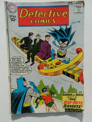 1961 Vintage Detective Comics Batman The Bat - Mite Bandits 289 Worn Dc Comic Book