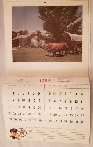 Vintage 1954 Texaco Dealer Calendar Hoffman ' s Service Webster City Iowa 3