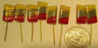 8 Old Moscow 1980 Olympic Pins Stickpins Bulgaria Team Football Etc Brassenamel